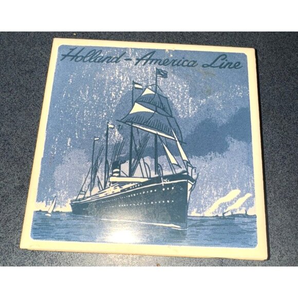 Set Of 4 Holland America Line Ceramic Coasters With Ship Design - Picture 3 of 8